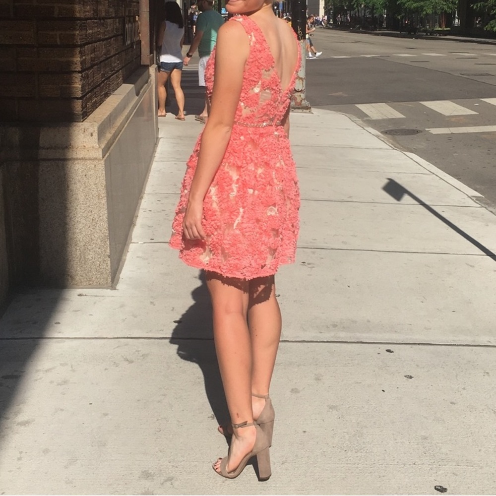 Coral Textured Cocktail Dress